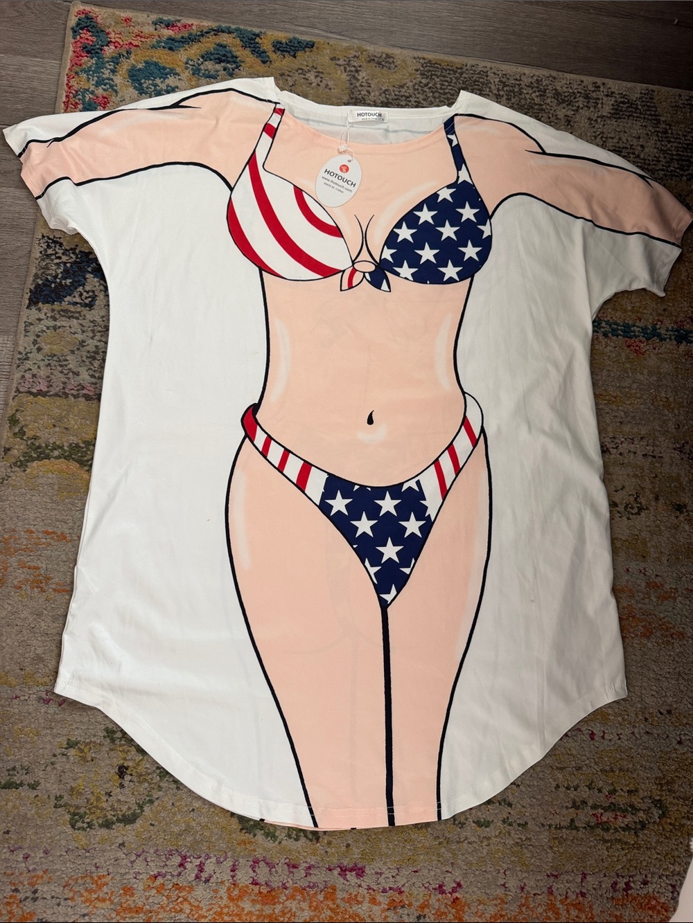 White Women’s Swim Cover-Up Tunic with Americana Graphic